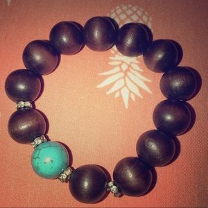 Wood/faux stone bracelet